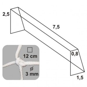 Sieť - 7,5x2,5m, 0,8x1,5m, 3 mm, uzlová