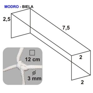 Sieť ná bránu 7,5x2,5m, hĺbka 2m, 12cm oko, 3mm uzlová